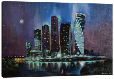 Night City Canvas Art Print - Evgeniya Roslik