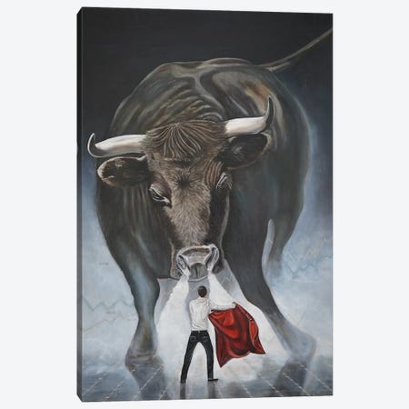Financial Bullfighting Canvas Print #ERL36} by Evgeniya Roslik Art Print
