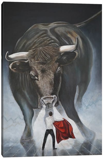 Financial Bullfighting Canvas Art Print - Evgeniya Roslik