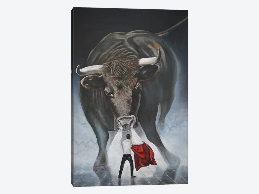 Financial Bullfighting by Evgeniya Roslik 1-piece Canvas Print