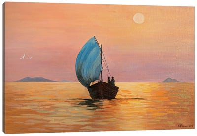Two In A Boat Canvas Art Print - Evgeniya Roslik
