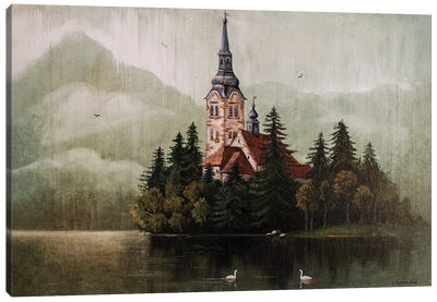 Lake Bled Canvas Art Print - Swan Art