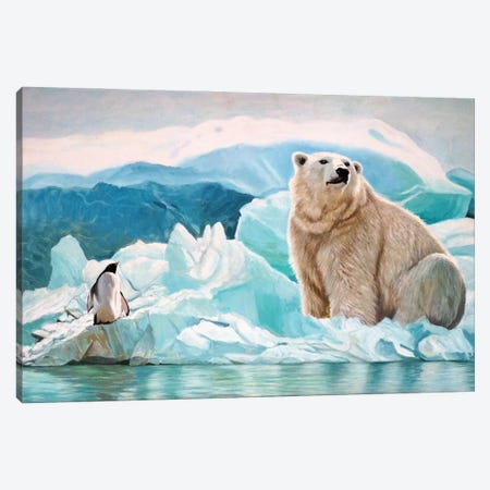 Polar Bear And Penguin Canvas Print #ERL50} by Evgeniya Roslik Canvas Artwork