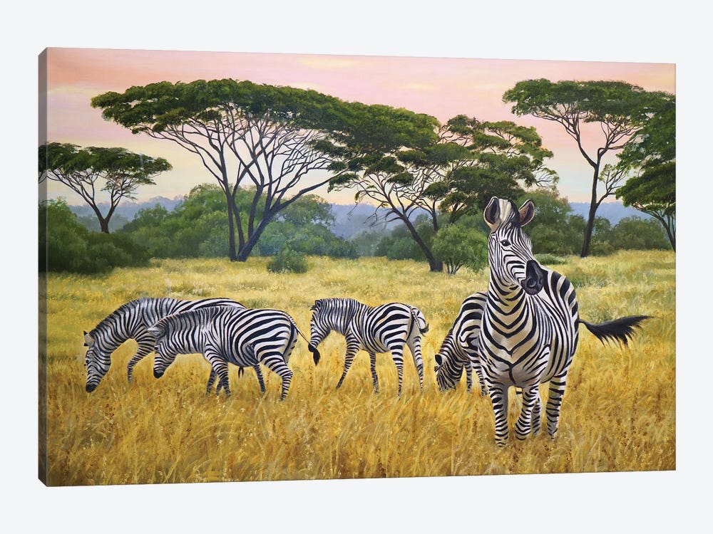 Zebras by Evgeniya Roslik 1-piece Canvas Wall Art