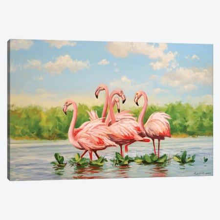 Flamingos Canvas Print #ERL56} by Evgeniya Roslik Art Print