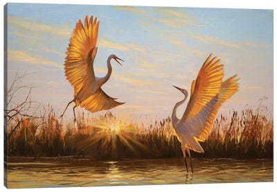 Two Birds Canvas Art Print - Heron Art