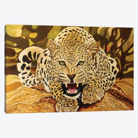 Leopard Canvas Print #ERL60} by Evgeniya Roslik Art Print