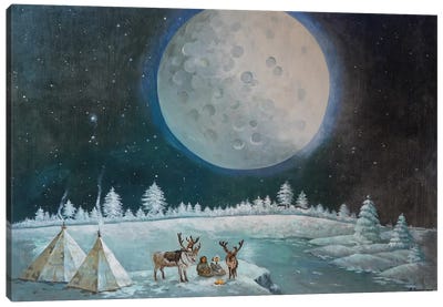 Moon II Canvas Art Print - Reindeer Art