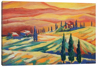 Tuscan Village I Canvas Art Print - Cypress Tree Art