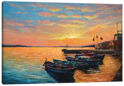 Boats At The Pier I Canvas Art Print - Evgeniya Roslik