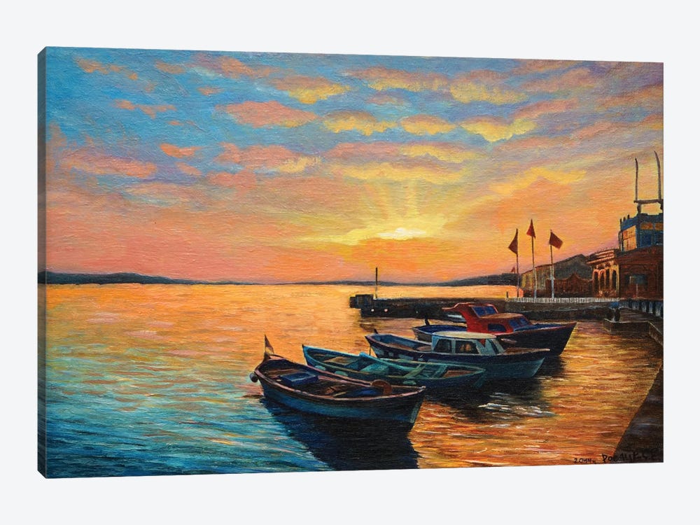 Boats At The Pier I by Evgeniya Roslik 1-piece Canvas Wall Art
