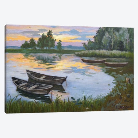 Boats In The Reeds I Canvas Print #ERL74} by Evgeniya Roslik Canvas Art Print