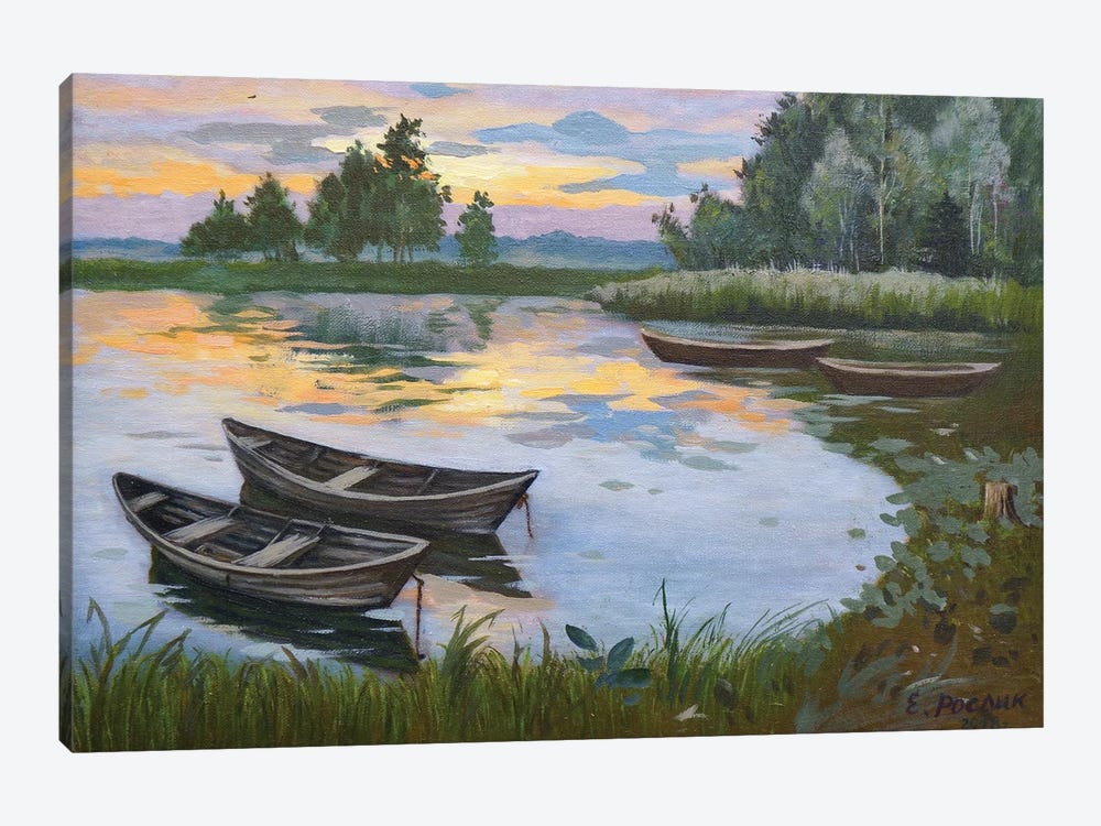 Boats In The Reeds I by Evgeniya Roslik 1-piece Art Print