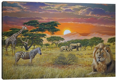 African Animals Canvas Art Print - Giraffe Art