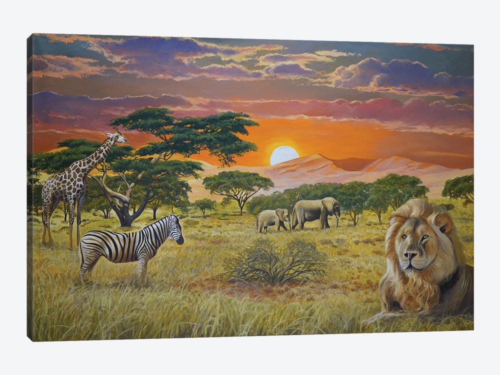 African Animals by Evgeniya Roslik 1-piece Canvas Artwork
