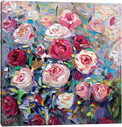 Roses Bloom Canvas Art Print - Textured Florals