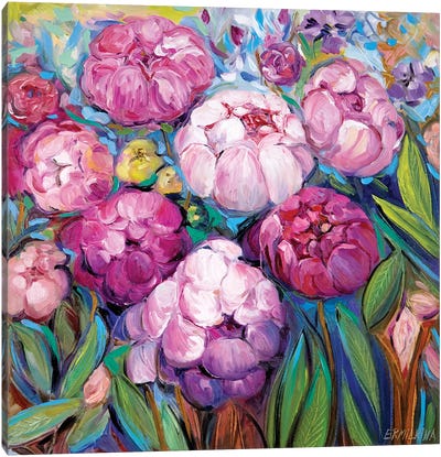 Pink Peonies Canvas Art Print - Textured Florals