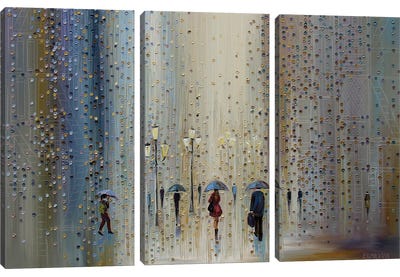 Under A Rainy Sky Canvas Art Print - 3-Piece Abstract Art