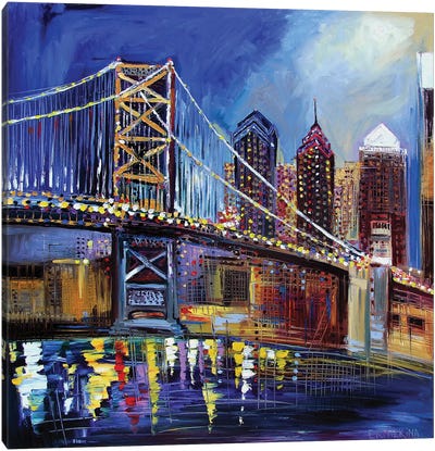 Benjamin Franklin Bridge Canvas Art Print - Philadelphia Art