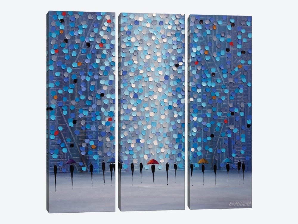 5 Umbrellas by Ekaterina Ermilkina 3-piece Art Print