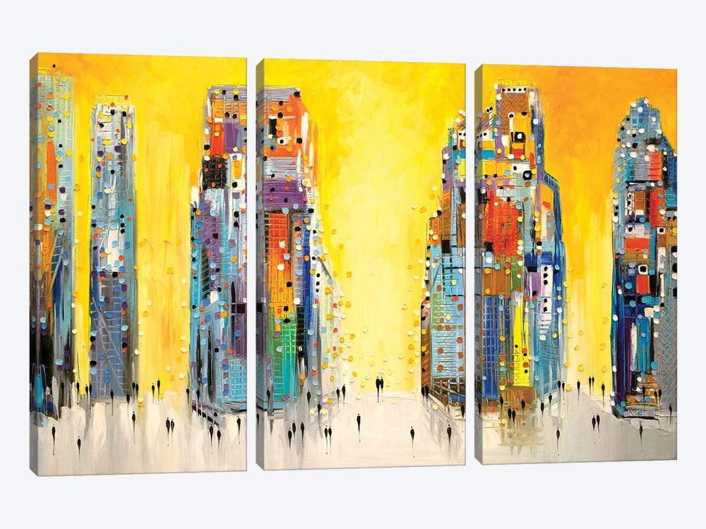 Cosmopolitan City by Ekaterina Ermilkina 3-piece Canvas Print