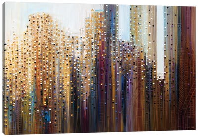 Urban Skyline Canvas Art Print - Jewel Tone Abstracts