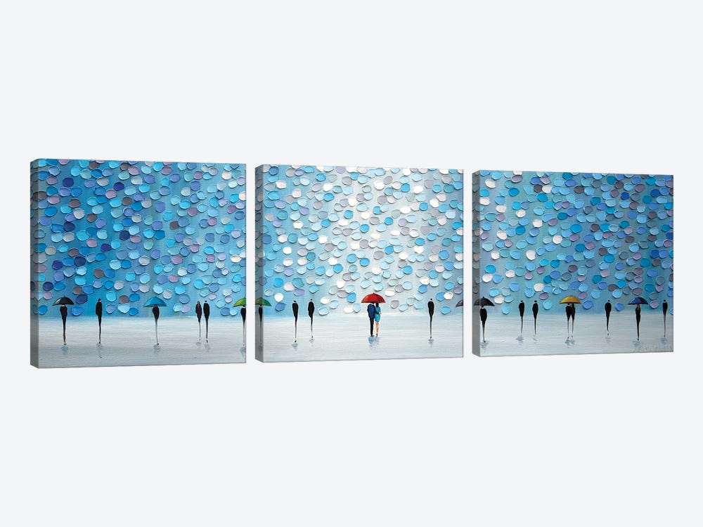 Under The Blue Rain by Ekaterina Ermilkina 3-piece Canvas Art
