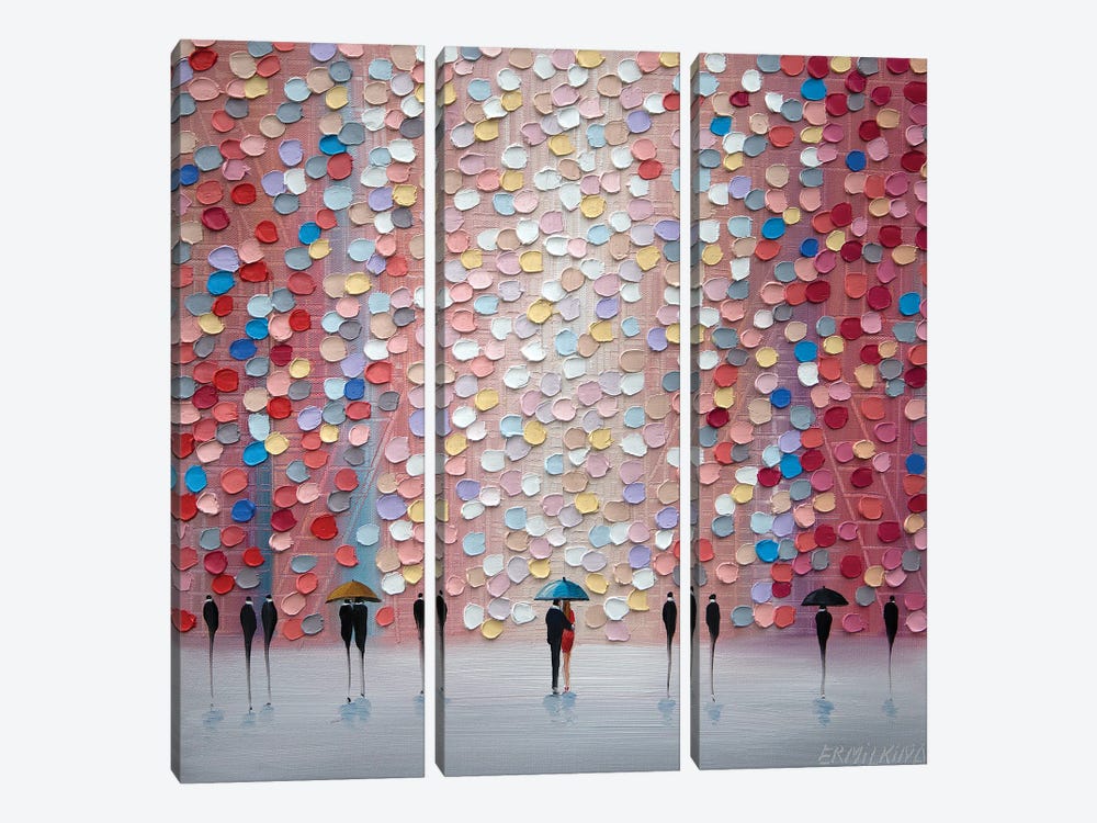 Pink Rain by Ekaterina Ermilkina 3-piece Canvas Art