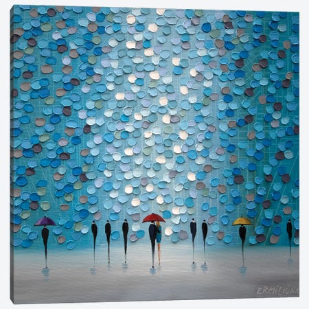 3 Tiny Umbrellas Canvas Print #ERM207} by Ekaterina Ermilkina Canvas Artwork
