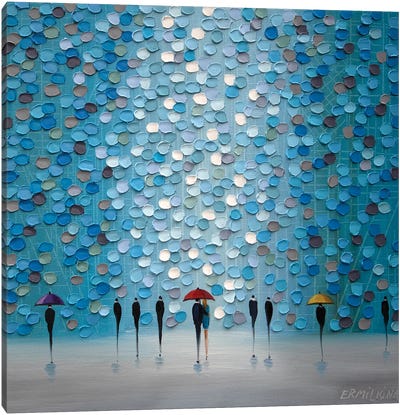 3 Tiny Umbrellas Canvas Art Print - Rain Inspired