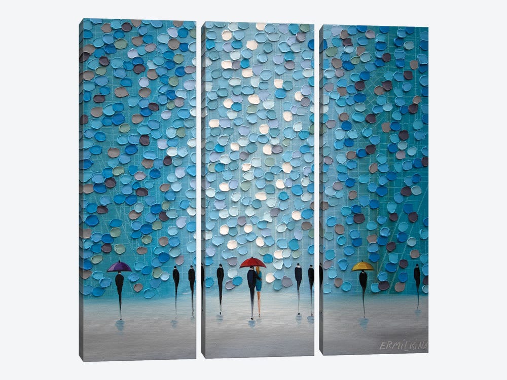 3 Tiny Umbrellas by Ekaterina Ermilkina 3-piece Art Print