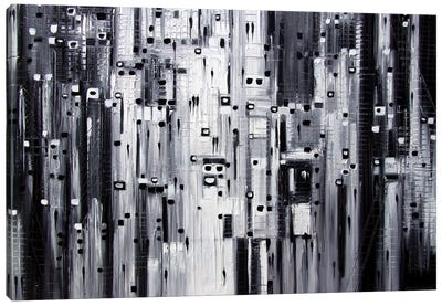City Hive Canvas Art Print - Black & White Abstract Art