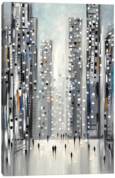 City Reflections Canvas Art Print - Rain Art