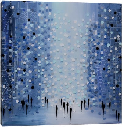City in Blue Canvas Art Print - Ekaterina Ermilkina