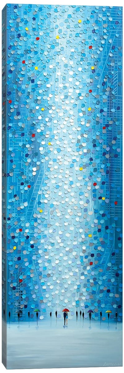 Blue Rainstorm Canvas Art Print - Umbrella Art