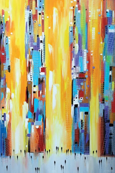 Colorful Abstracts: Orange Sunset In The City by Ekaterina Ermilkina