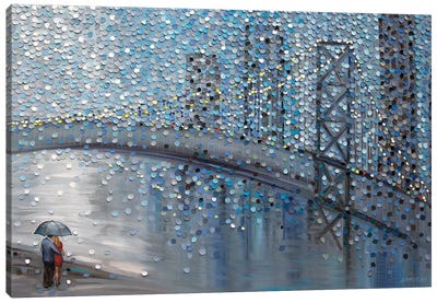 Rainy Date With The Bridge View Canvas Art Print - Ekaterina Ermilkina