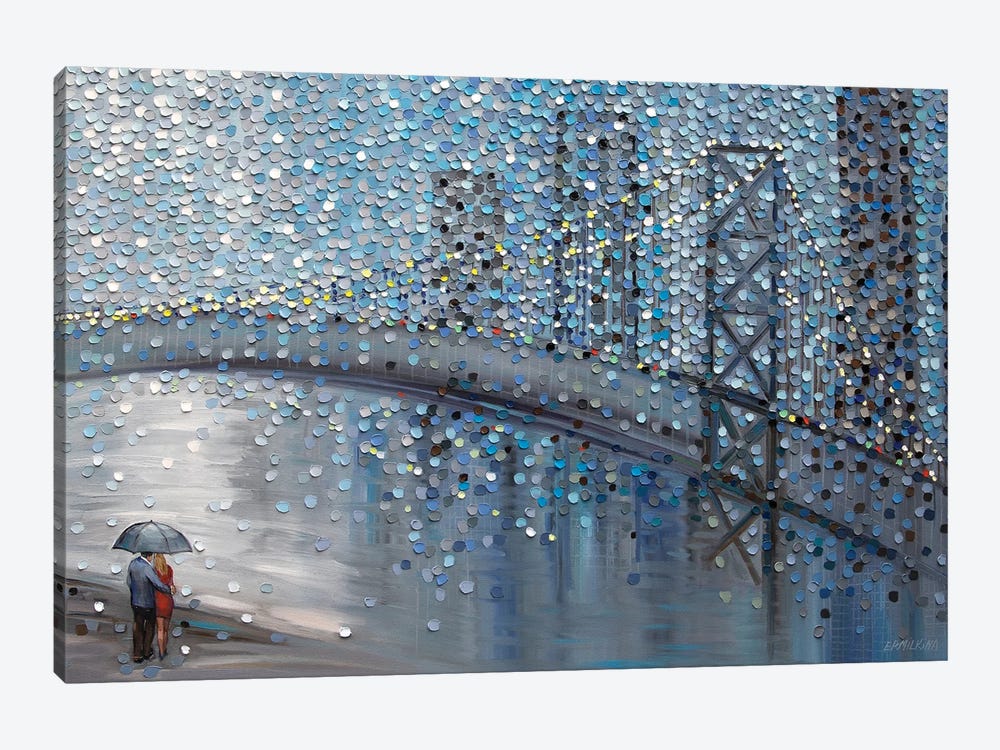 Rainy Date With The Bridge View by Ekaterina Ermilkina 1-piece Canvas Print