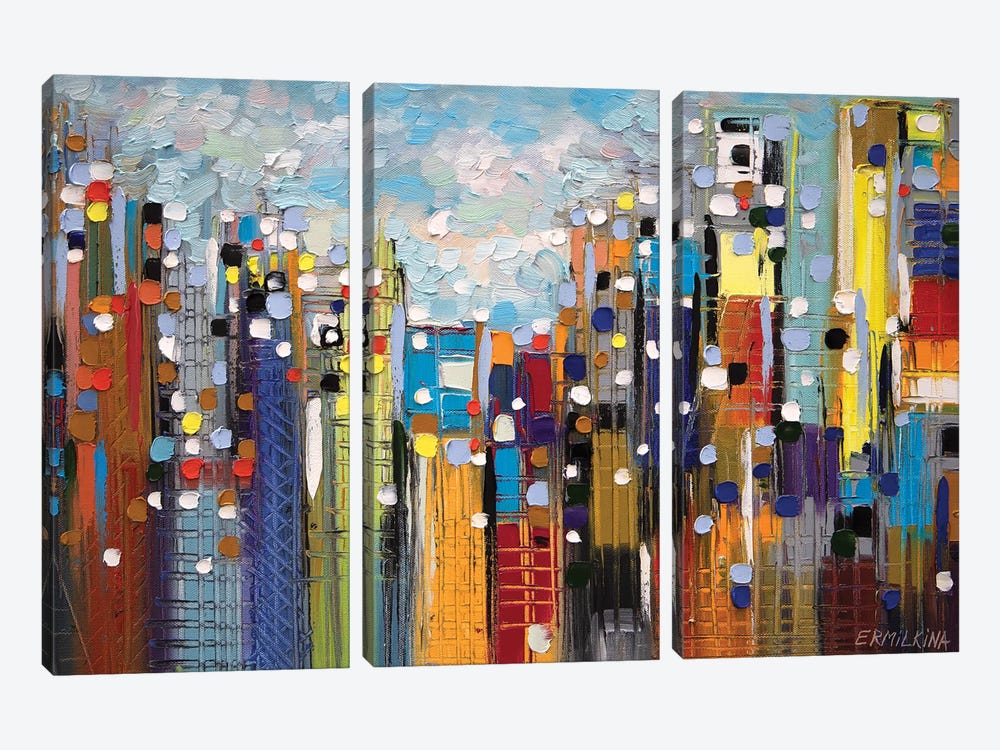 Downtown Skyline by Ekaterina Ermilkina 3-piece Canvas Artwork