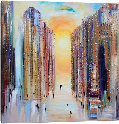 Drowning in the Sun Canvas Art Print - City Sunrise & Sunset Art
