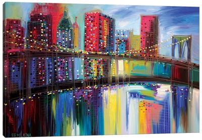 Brooklyn Bridge Canvas Art Print - Ekaterina Ermilkina