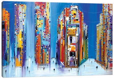 City At Night Canvas Art Print - Life in Technicolor