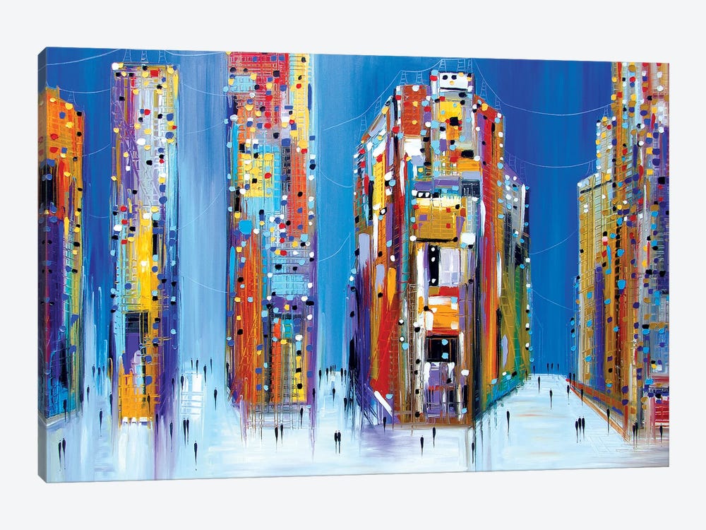 City At Night by Ekaterina Ermilkina 1-piece Canvas Print