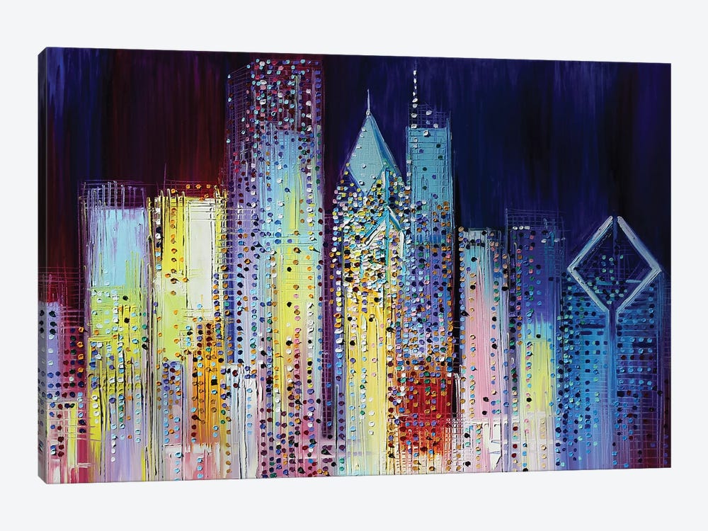 Night Skyline by Ekaterina Ermilkina 1-piece Canvas Art