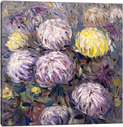 Chrysanthemums Canvas Art Print - Textured Florals
