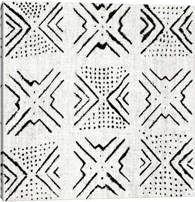 Mudcloth White Geometric Design IV Canvas Art Print - Ellie Roberts
