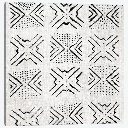Mudcloth White Geometric Design V Canvas Print #ERO106} by Ellie Roberts Canvas Art
