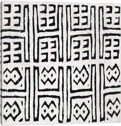 Mudcloth White Geometric Design VII Canvas Art Print - Tribal Patterns