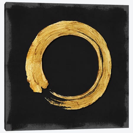 Gold Zen Circle On Black I Canvas Print #ERO126} by Ellie Roberts Canvas Wall Art