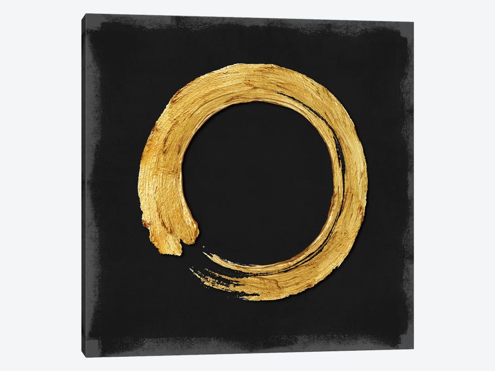 Gold Zen Circle On Black I by Ellie Roberts 1-piece Canvas Wall Art